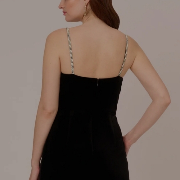 Adrianna Papell Velvet Ankle-Length Wrap Gown With Stone Straps In Black Size 18 - Picture 4 of 5